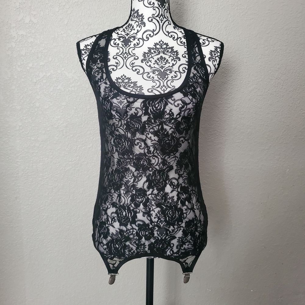 Lip Service Black Floral Lace Top